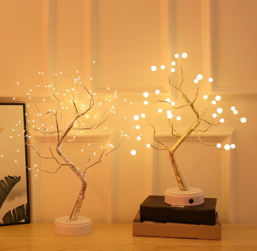 LED Night Light Mini Christmas Tree Copper Wire Garland Lamp For Home Kids Bedroom Decor Fairy Light