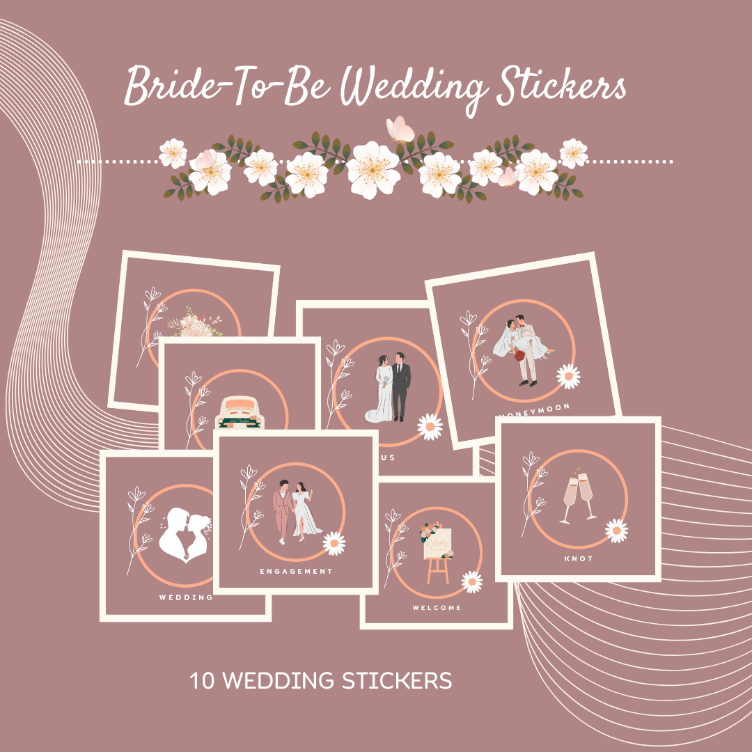 Canva Bride-To-Be Wedding Stickers, Printable, Wedding Stickers,  Bride-To-Be and Engaged