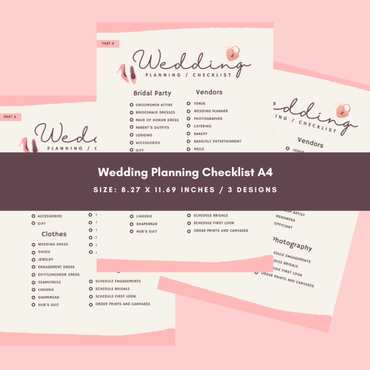 Wedding Planning Checklist A4 | Editable Canva