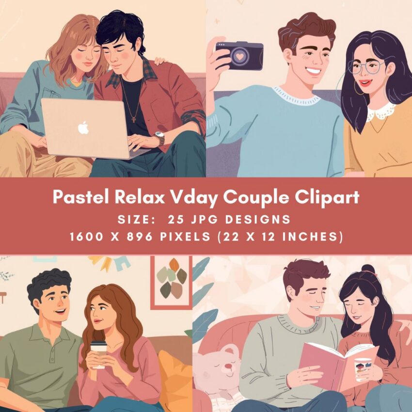 Pastel Relax Vday Couple Clipart